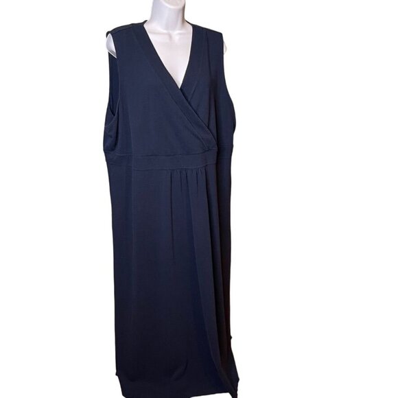 Lands End Faux Wrap Black Long Dress Plus Size 3X Sleeveless u - Picture 1 of 8